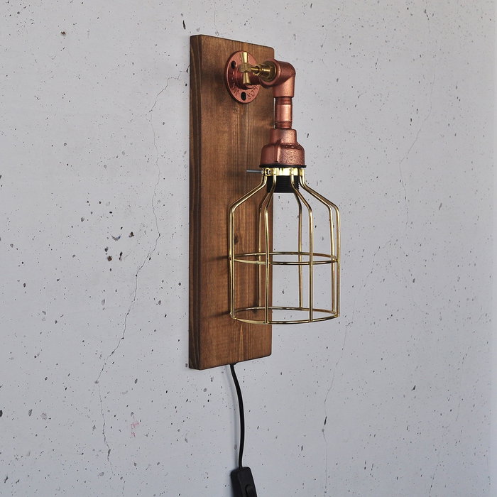 Opviq Lámpara de pared de madera y oro rosa Pp168